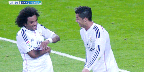 Cristiano Ronaldo et Marcelo célébration