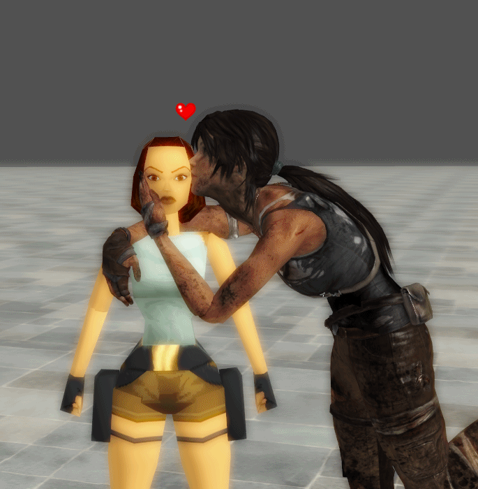 Lara Croft bisou