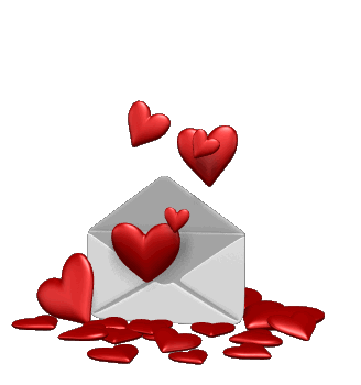Lettre et coeurs qui s'envolent