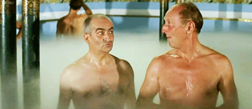 Louis de Funès et Bourvil bain turc