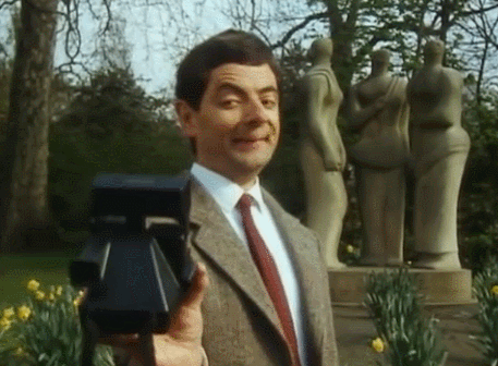Mr Bean selfie polaroid
