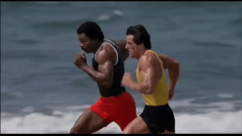 Rocky et Apollo course sur la plage