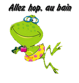 Allez hop au bain avec une grenouille