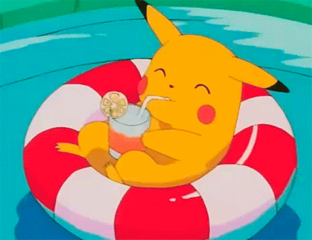 Pikachu dtente piscine - image anime GIF