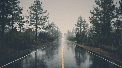 Pluie sur la route