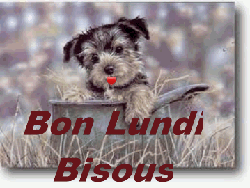 Bon Lundi Bisous chiot - image animée GIF