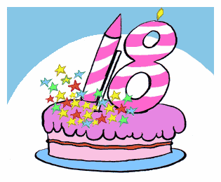 Gâteau anniversaire 18 ans - image animée GIF