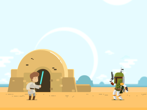 Luke v Boba Fett dessin animation