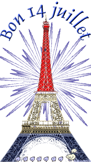 Bon 14 Juillet Tour Eiffel Bleu Blanc Rouge