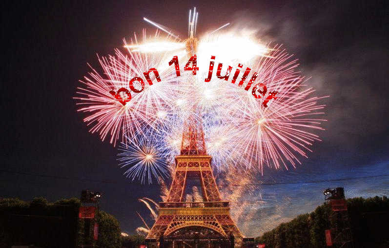 Bon 14 Juillet Tour Eiffel Feu d&#39;artifice - image animée GIF
