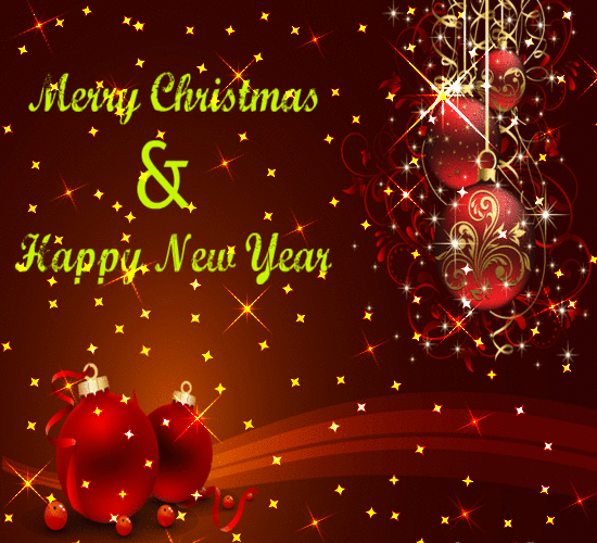 Merry Christmas and Happy New Year twinkling image animée GIF